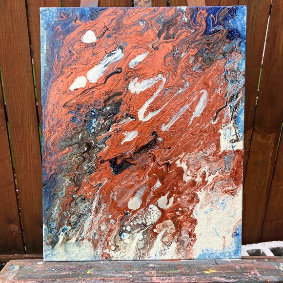 "Untitled Pour 001" (Acrylic Paint on Canvas)